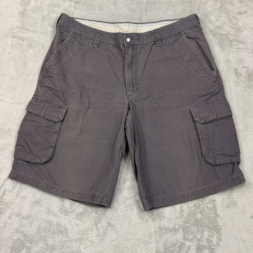 Columbia Mens 36 Gray Cotton Canvas Cargo Pockets Shorts Outdoor Utility 11" UPF